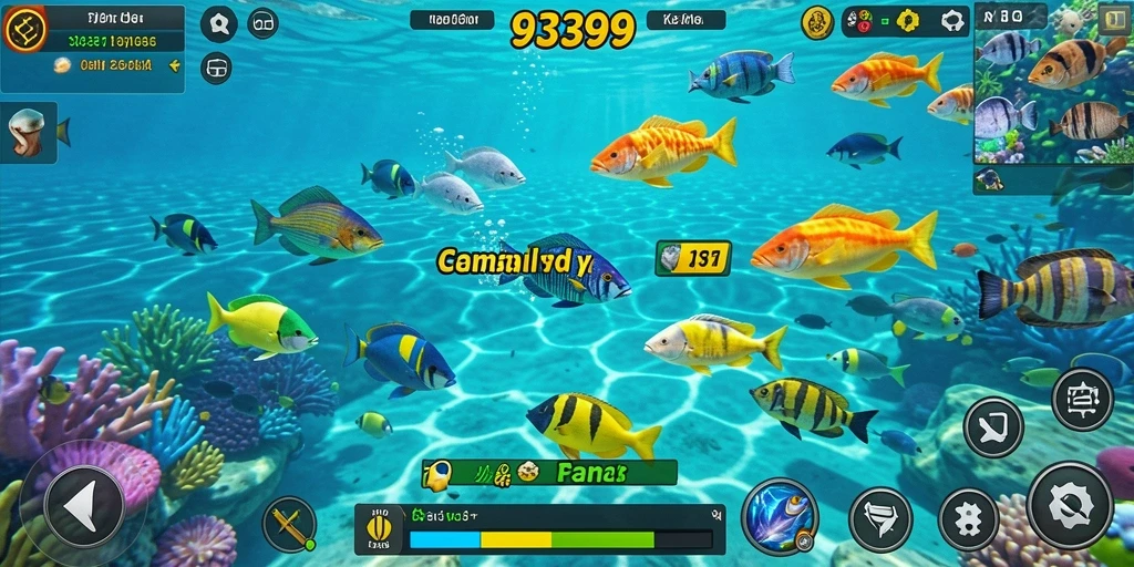 Tampilan gameplay seru saat menembak ikan di 9399.