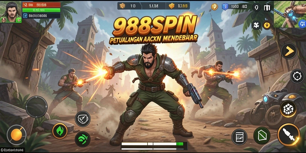 Tangkapan layar yang menampilkan aksi mendebarkan dalam 988SPIN.