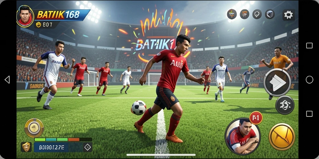 Tangkapan layar menunjukkan aksi seru dalam gameplay olahraga BATIK168.