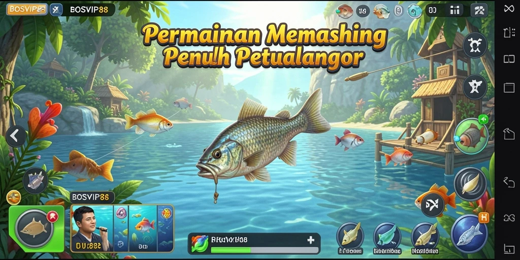 Tampilan gameplay BOSVIP88 dengan aktivitas memancing yang menarik.