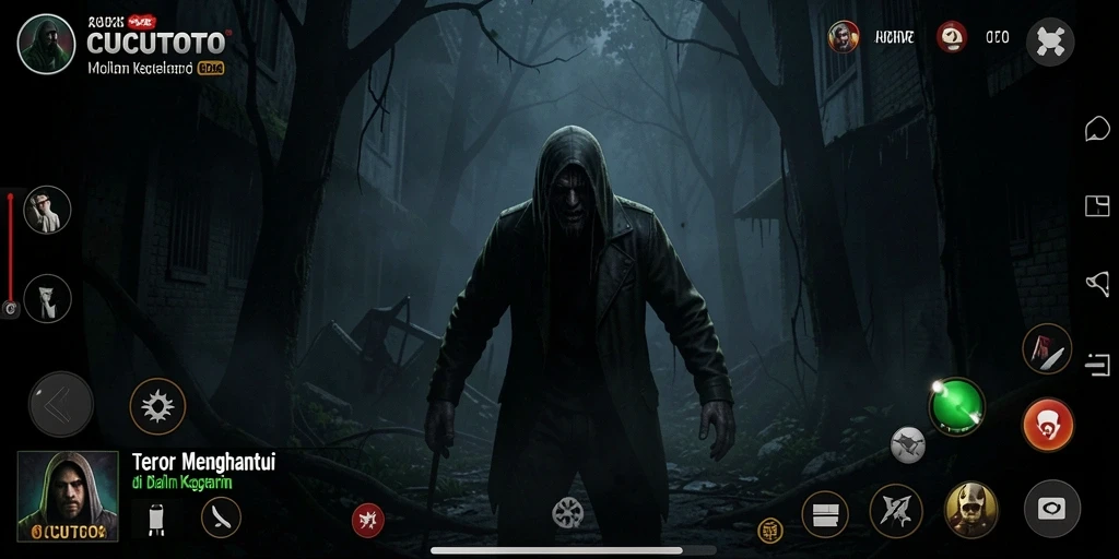 Tampilan gameplay CUCUTOTO yang menakutkan dan mencekam.