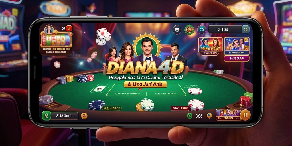 Screenshot gameplay DIANA4D yang menampilkan dealer profesional dan suasana kasino langsung.