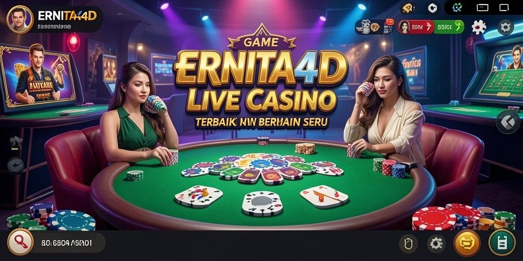 Screenshot gameplay Live Casino ERNITA4D yang menampilkan dealer dan permainan nyata.