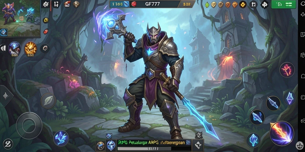 Screenshot utama menampilkan aksi seru dalam gameplay ARPG GF777.