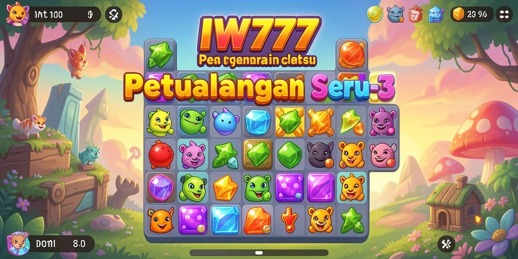 Tampilan gameplay IW777 yang seru dalam permainan Match-3.