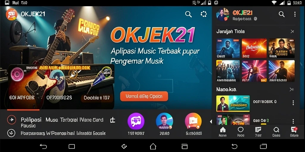 Screenshot utama OKJEK21 menampilkan gameplay interaktif dalam musik.