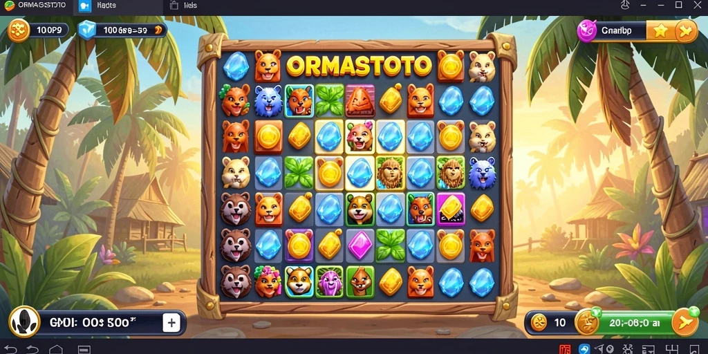 Tampilan gameplay Match-3 yang memukau dan penuh warna.