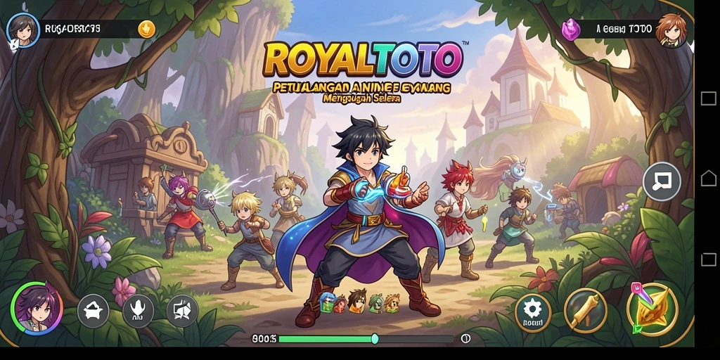 Screenshot gameplay <strong>ROYALTOTO</strong> menampilkan karakter anime yang beraksi dalam pertarungan epik.