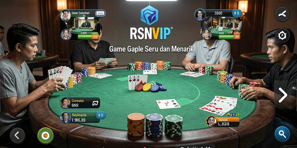 Screenshot gameplay RSNVIP menampilkan momen seru bermain Gaple.