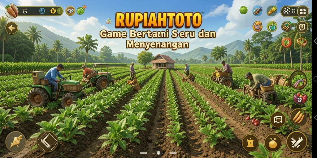 Screenshot gameplay RUPIAHTOTO menampilkan lahan pertanian yang subur.
