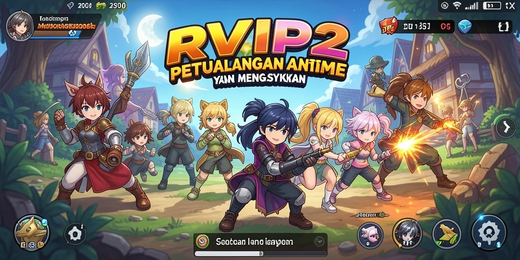 Screenshot utama RVIP2 menampilkan karakter dalam aksi seru di dunia Anime.