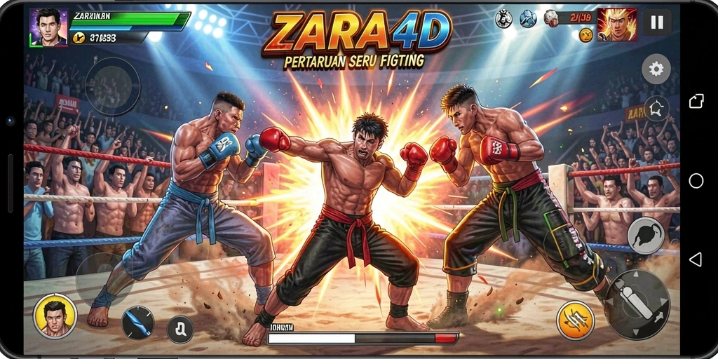 Gameplay seru dalam pertarungan karakter ZARA4D.
